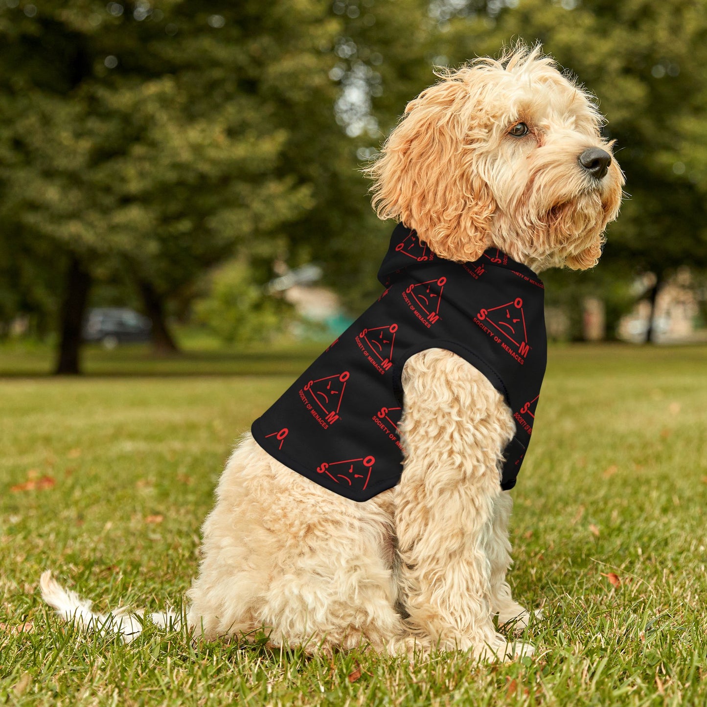 Pet Hoodie — Society of Menaces Black & Red Graphic Pet Hoodie